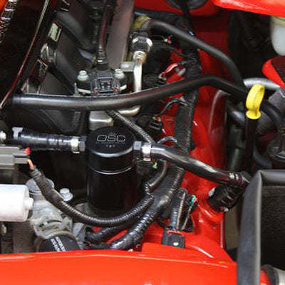 J&L 05-10 Ford Mustang GT/Bullitt/Saleen Driver Side Oil Separator 3.0 - Black Anodized