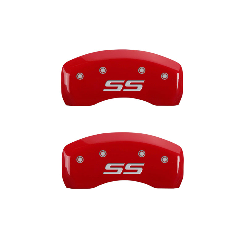 MGP 4 Caliper Covers Engraved Front & Rear Monte Carlo style/SS Red finish silver ch MGP 4 Caliper Covers Engraved Front & Rear Monte Carlo style/SS Red finish silver ch