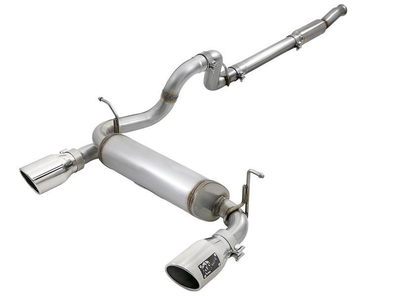 aFe Rebel Series 409 Stainless Steel Cat-Back Exhaust 18-21 Jeep Wrangler JL 2.0L (t) - Polished Tip aFe Rebel Series 409 Stainless Steel Cat-Back Exhaust 18-21 Jeep Wrangler JL 2.0L (t) - Polished Tip