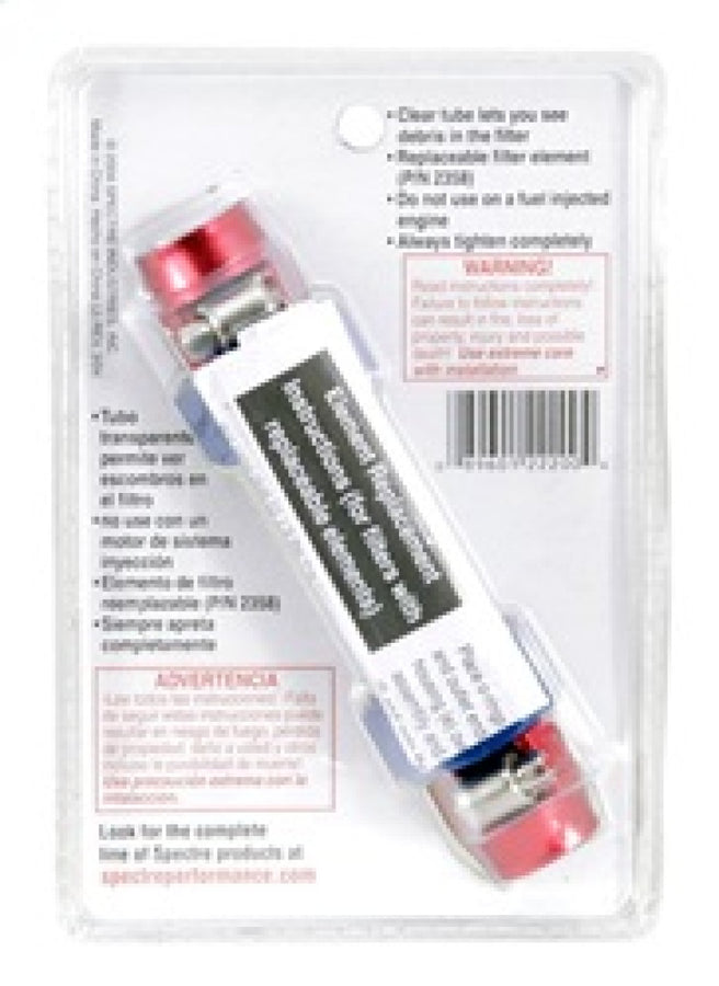 Spectre Pro-Plumbing Fuel Filter 3/8in. - Red/Blue Spectre Pro-Plumbing Fuel Filter 3/8in. - Red/Blue