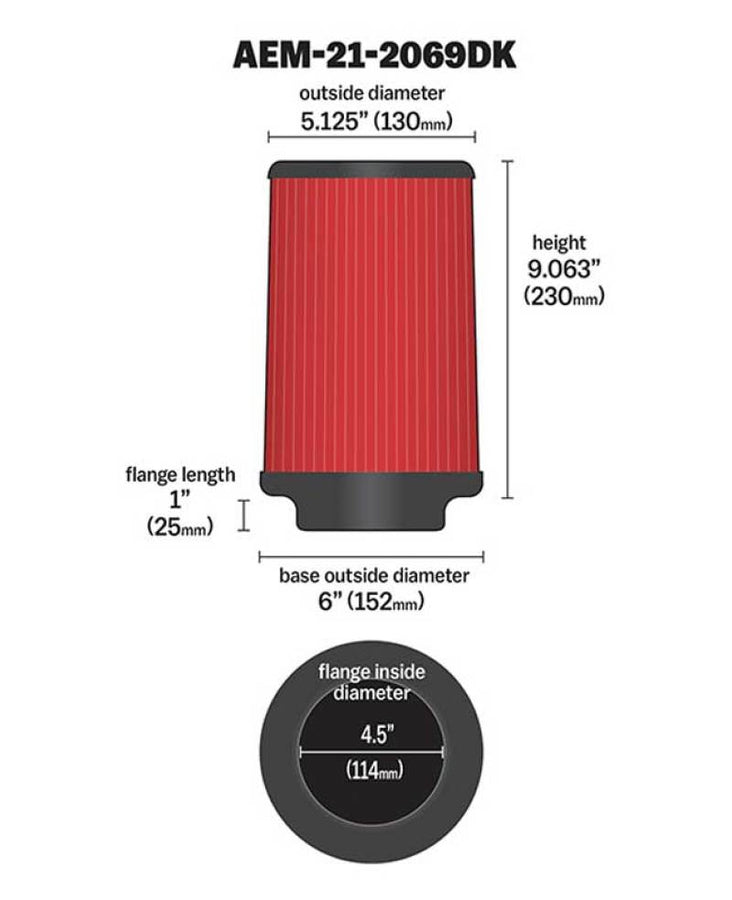 AEM Dryflow Air Filter 4.5in X 9in Dryflow AEM Dryflow Air Filter 4.5in X 9in Dryflow