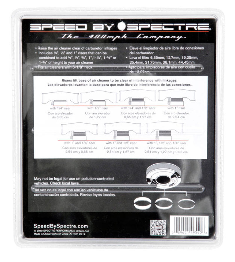 Spectre Air Cleaner Riser Kit - Black Spectre Air Cleaner Riser Kit - Black