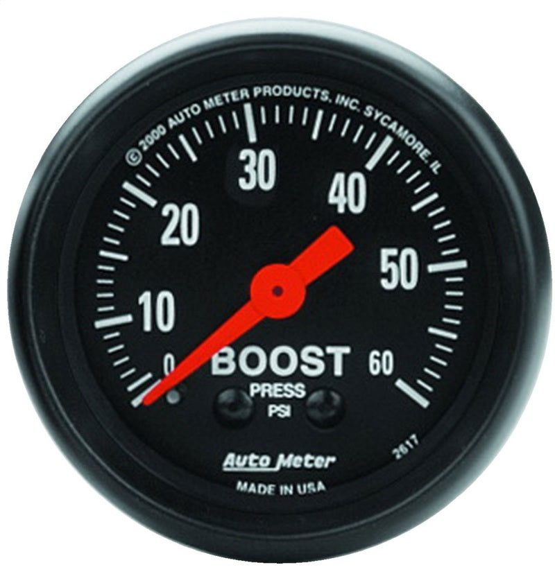 Autometer Z Series 52mm 0-60 PSI Mechanical Boost Gauge Autometer Z Series 52mm 0-60 PSI Mechanical Boost Gauge