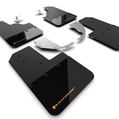 Rally Armor 21-25 Ford Bronco (Steel Bmpr - NO Rptr/Sprt - NO RR/RB) Blk Mud Flap w/Cy Orange Logo