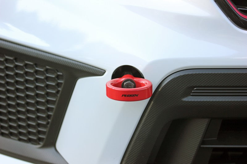 Perrin 18-21 WRX/STI / 13-20 BRZ / 17-20 Toyota 86 Front Tow Hook Kit - Red Perrin 18-21 WRX/STI / 13-20 BRZ / 17-20 Toyota 86 Front Tow Hook Kit - Red