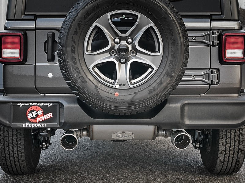 aFe Rebel Series 409 Stainless Steel Cat-Back Exhaust 18-21 Jeep Wrangler JL 2.0L (t) - Polished Tip aFe Rebel Series 409 Stainless Steel Cat-Back Exhaust 18-21 Jeep Wrangler JL 2.0L (t) - Polished Tip