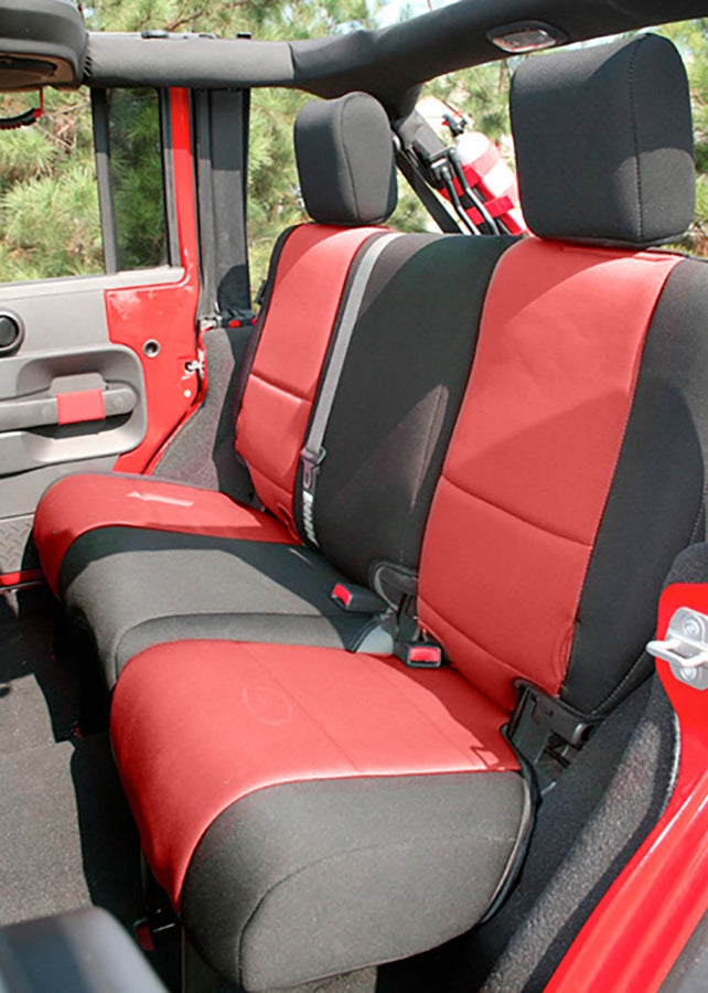 Rugged Ridge Seat Cover Kit Black/Red 11-18 Jeep Wrangler JK 4dr Rugged Ridge Seat Cover Kit Black/Red 11-18 Jeep Wrangler JK 4dr