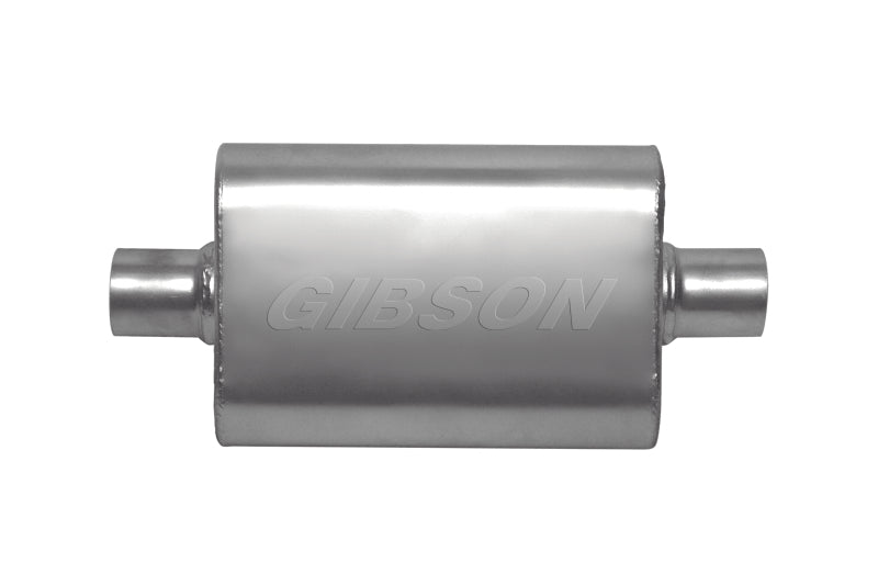 Gibson CFT Superflow Center/Center Oval Muffler - 4x9x13in/3in Inlet/3in Outlet - Stainless Gibson CFT Superflow Center/Center Oval Muffler - 4x9x13in/3in Inlet/3in Outlet - Stainless