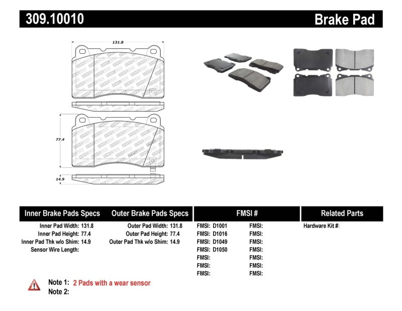 StopTech Performance 04-07 STi / 03-06 Evo / 08-10 Evo / 10+ Camaro Front Brake Pads StopTech Performance 04-07 STi / 03-06 Evo / 08-10 Evo / 10+ Camaro Front Brake Pads