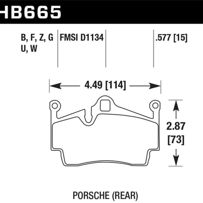 Hawk 2012-2015 Porsche Boxster DTC-60 Race Rear Brake Pads