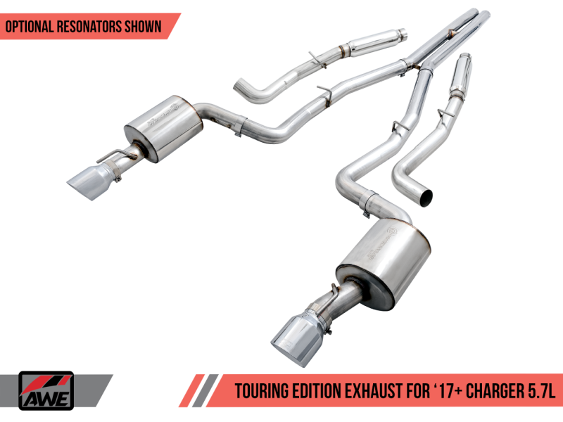 AWE Tuning 2017+ Dodge Charger 5.7L Touring Edition Exhaust - Non-Resonated - Chrome Silver Tips AWE Tuning 2017+ Dodge Charger 5.7L Touring Edition Exhaust - Non-Resonated - Chrome Silver Tips