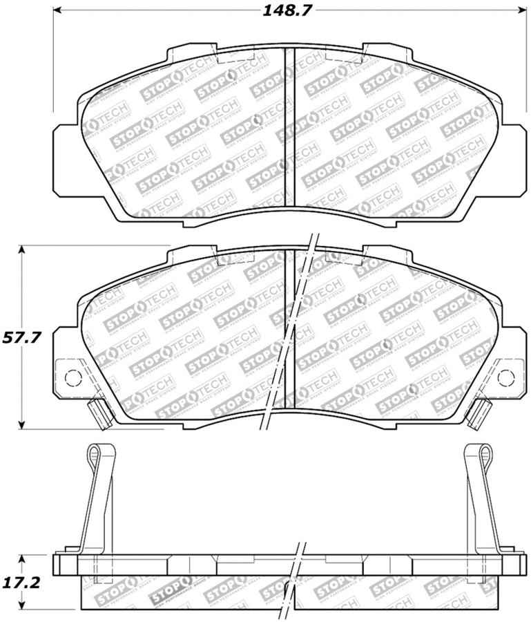 StopTech Street Touring 97-99 Acura CL/ 97-01 Integra Type R/91-95 Legend Front Pads StopTech Street Touring 97-99 Acura CL/ 97-01 Integra Type R/91-95 Legend Front Pads