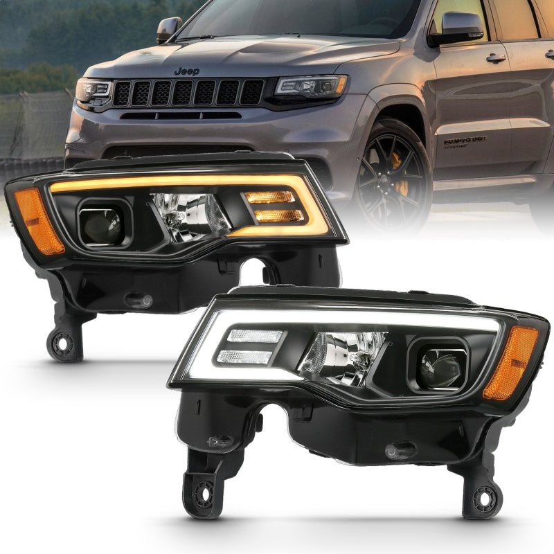 ANZO 2017-2018 Jeep Grand Cherokee Projector Headlights w/ Plank Style Switchback - Chrome w/ Amber ANZO 2017-2018 Jeep Grand Cherokee Projector Headlights w/ Plank Style Switchback - Chrome w/ Amber