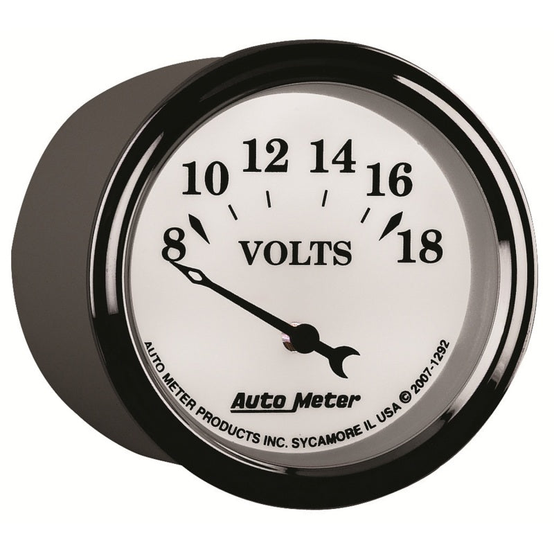 AutoMeter Gauge Voltmeter 2-1/16in. 18V Elec Old Tyme White II AutoMeter Gauge Voltmeter 2-1/16in. 18V Elec Old Tyme White II