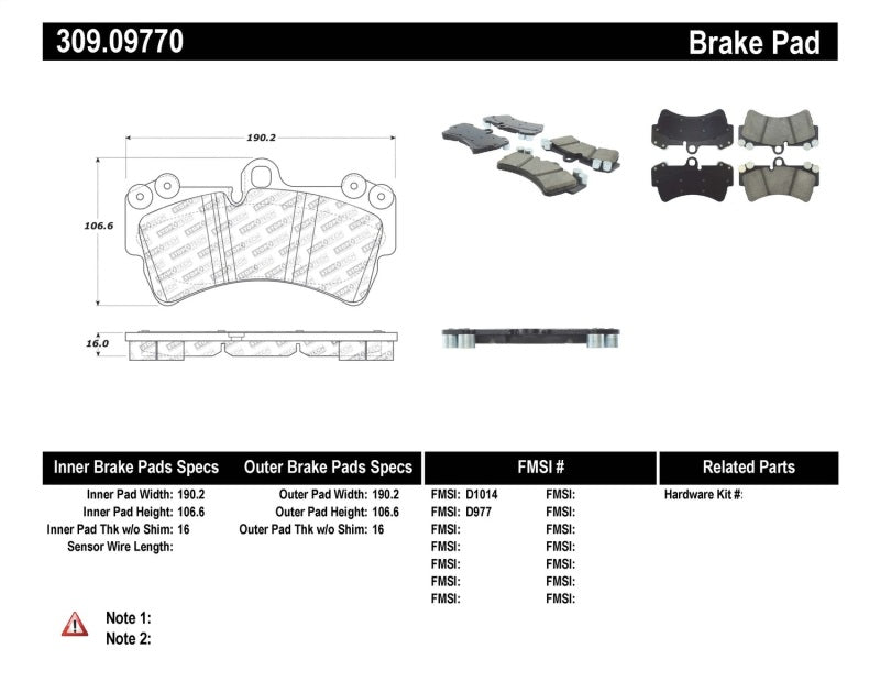 StopTech Performance Porsche Brake Pads StopTech Performance Porsche Brake Pads