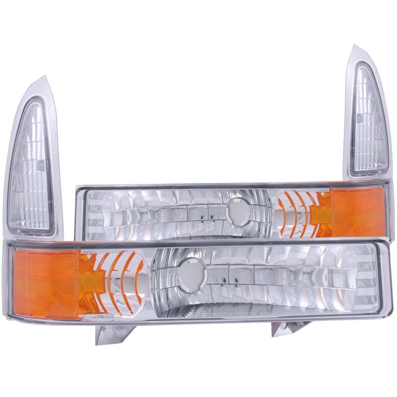 ANZO 2000-2004 Ford Excursion Euro Parking Lights Chrome w/ Amber Reflector ANZO 2000-2004 Ford Excursion Euro Parking Lights Chrome w/ Amber Reflector