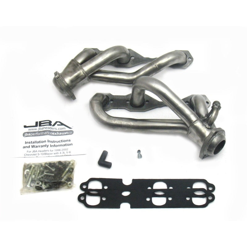 JBA 96-01 GM S Truck 4.3L V6 w/o A.I.R. Injection 1-1/2in Primary Raw 409SS Cat4Ward Header JBA 96-01 GM S Truck 4.3L V6 w/o A.I.R. Injection 1-1/2in Primary Raw 409SS Cat4Ward Header