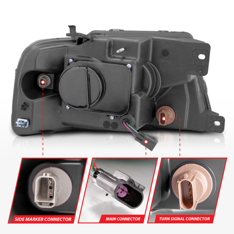 ANZO 2004-2008 Ford  F-150 Projector Headlights w/ Light Bar Black Housing ANZO 2004-2008 Ford  F-150 Projector Headlights w/ Light Bar Black Housing
