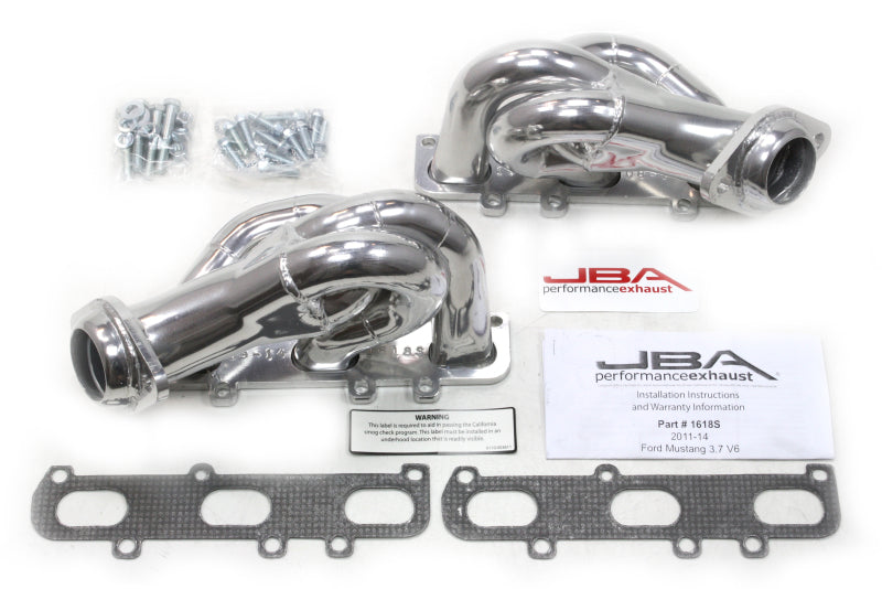 JBA 11-17 Ford Mustang 3.7L V6 1-5/8in Primary Silver Ctd Cat4Ward Header JBA 11-17 Ford Mustang 3.7L V6 1-5/8in Primary Silver Ctd Cat4Ward Header