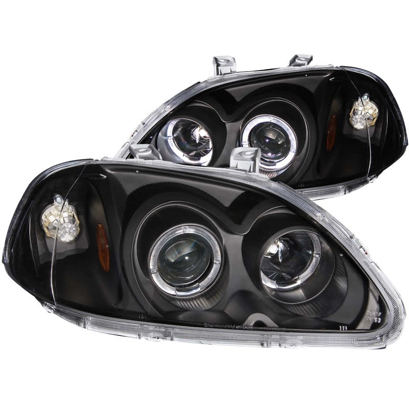 ANZO 1996-1998 Honda Civic Projector Headlights w/ Halo Black ANZO 1996-1998 Honda Civic Projector Headlights w/ Halo Black