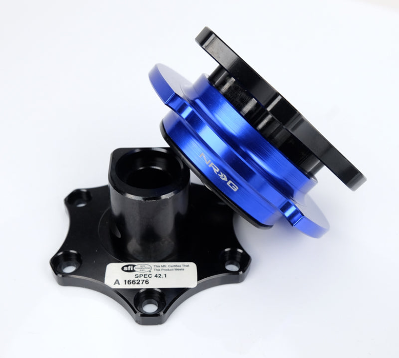 NRG Race Short Hub Datsun - Black Body Blue Ring NRG Race Short Hub Datsun - Black Body Blue Ring