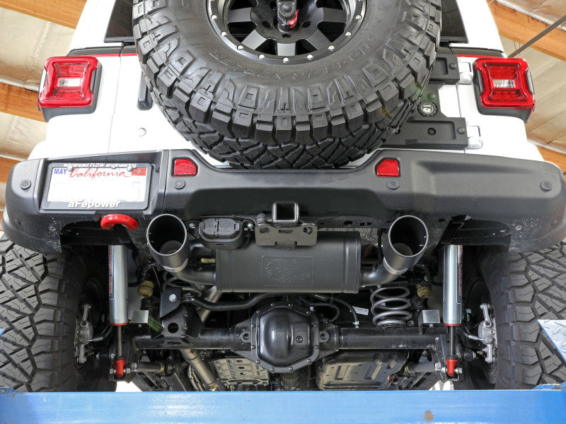 aFe Rebel Series 409 Stainless Steel Cat-Back Exhaust 18-21 Jeep Wrangler JL 2.0L (t) - Black Tip aFe Rebel Series 409 Stainless Steel Cat-Back Exhaust 18-21 Jeep Wrangler JL 2.0L (t) - Black Tip