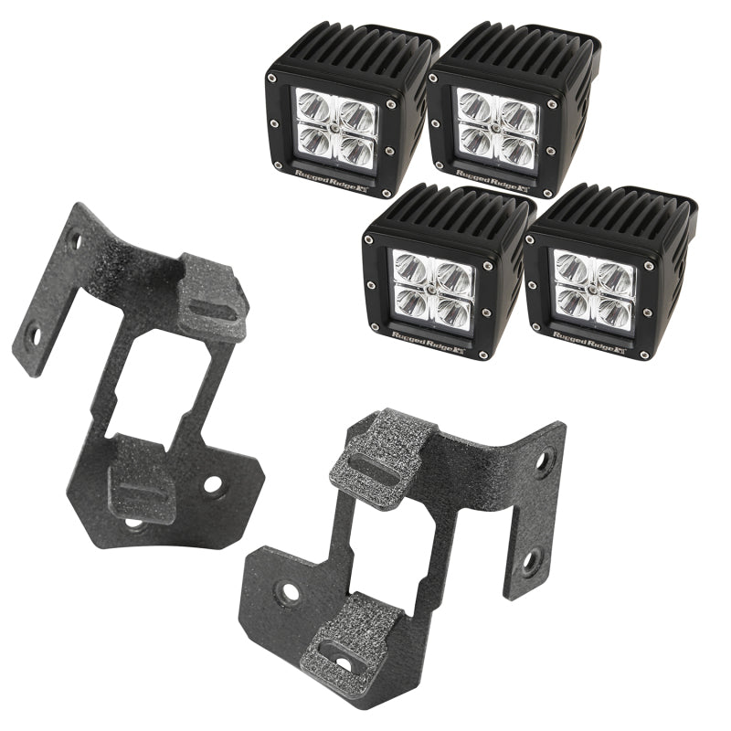 Rugged Ridge 07-18 Jeep Wrangler JK Textured Black Square A-Pillar LED Light Mount Kit Rugged Ridge 07-18 Jeep Wrangler JK Textured Black Square A-Pillar LED Light Mount Kit