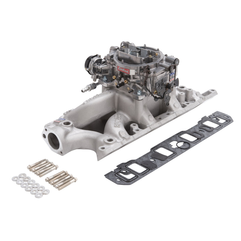 Edelbrock Manifold And Carb Kit Performer RPM Small Block Chevrolet 1957-1986 Natural Finish Edelbrock Manifold And Carb Kit Performer RPM Small Block Chevrolet 1957-1986 Natural Finish