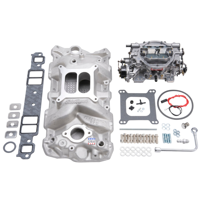 Edelbrock Manifold And Carb Kit Performer RPM Small Block Chevrolet 1957-1986 Natural Finish Edelbrock Manifold And Carb Kit Performer RPM Small Block Chevrolet 1957-1986 Natural Finish
