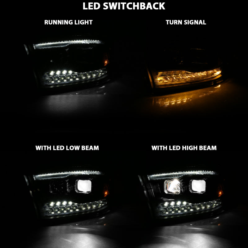 ANZO 16-18 Chevrolet Silverado 1500 LED Projector Headlights w/Plank Style Switchback Chrome w/Amber ANZO 16-18 Chevrolet Silverado 1500 LED Projector Headlights w/Plank Style Switchback Chrome w/Amber