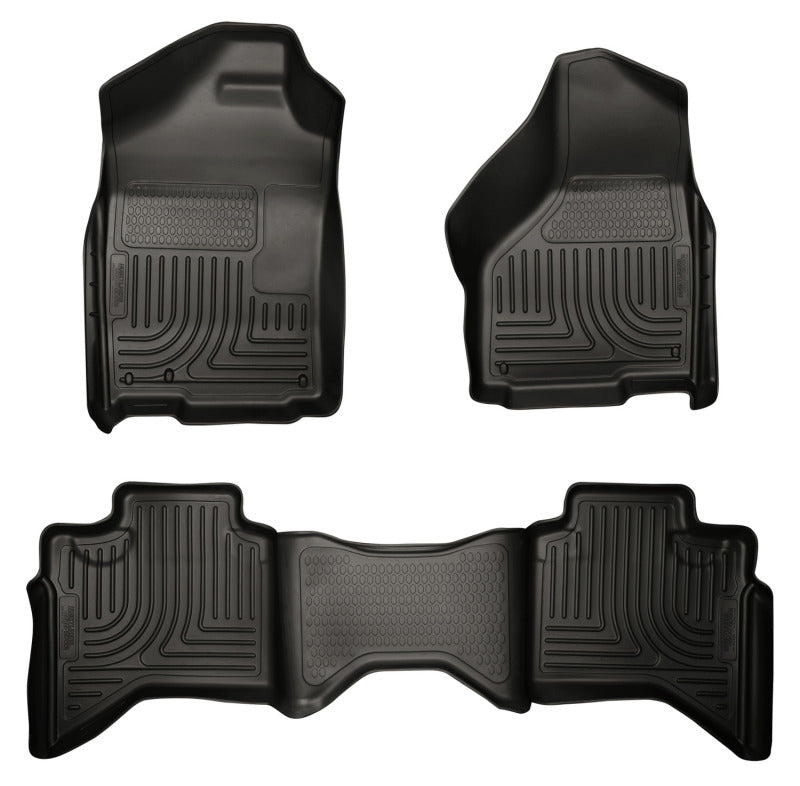 Husky Liners 09-12 Dodge Ram 1500 Quad Cab WeatherBeater Black Front & Second Seat Floor Liner Husky Liners 09-12 Dodge Ram 1500 Quad Cab WeatherBeater Black Front & Second Seat Floor Liner