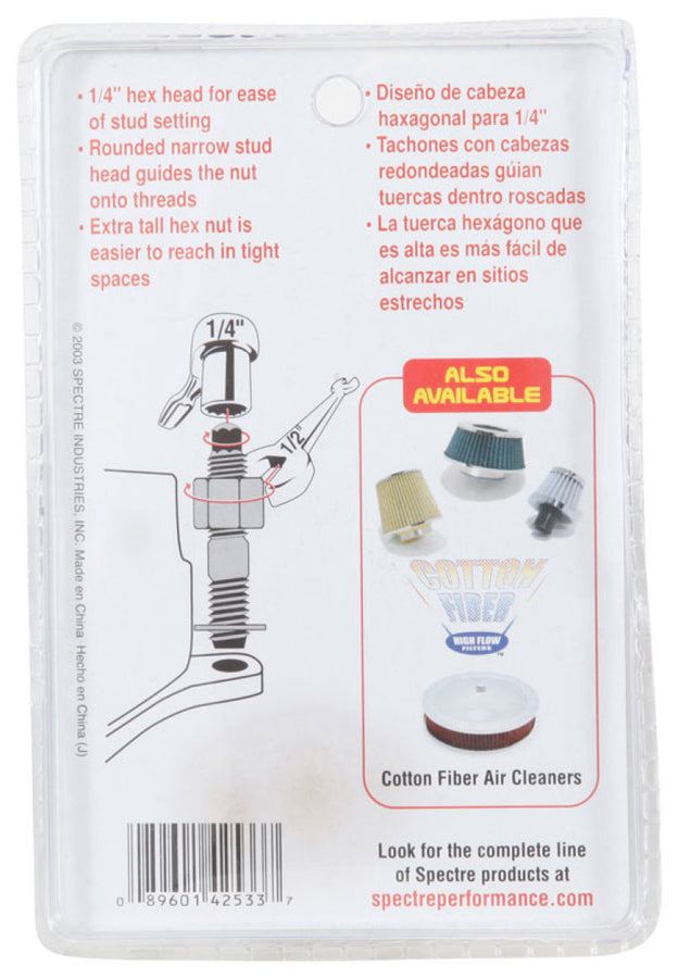 Spectre Carburetor Stud Kit w/Hardware 2-1/2in. Spectre Carburetor Stud Kit w/Hardware 2-1/2in.