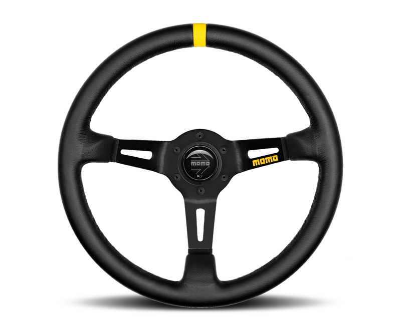 Momo MOD08 Steering Wheel 350 mm -  Black Leather/Black Spokes/1 Stripe Momo MOD08 Steering Wheel 350 mm -  Black Leather/Black Spokes/1 Stripe
