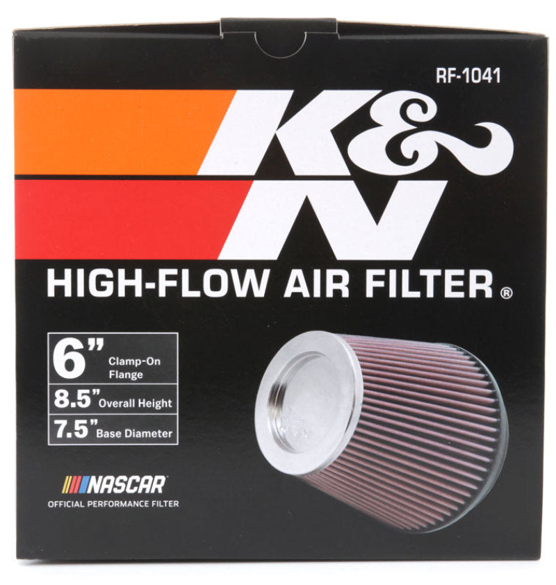 K&N Round Tapered Universal Air Filter 6 inch Flange 7 1/2 inch Base 5 inch Top 7 1/2 inch Height K&N Round Tapered Universal Air Filter 6 inch Flange 7 1/2 inch Base 5 inch Top 7 1/2 inch Height