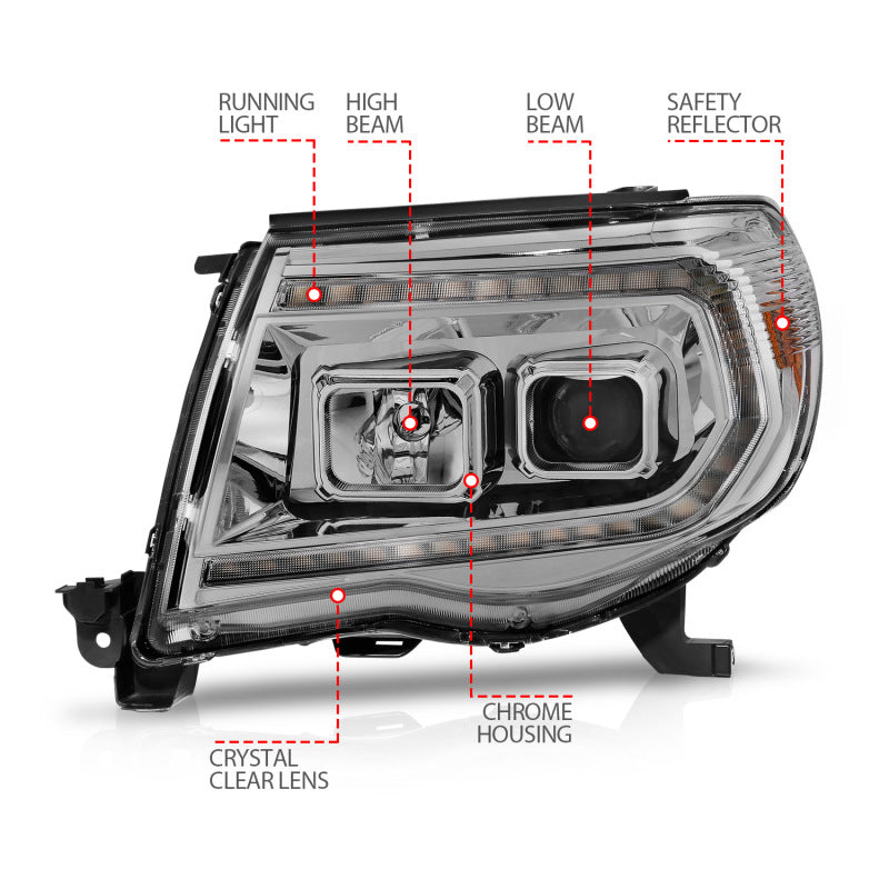 ANZO 05-11 Toyota Tacoma Projector Headlights w/Light Bar Switchback Chrome Housing ANZO 05-11 Toyota Tacoma Projector Headlights w/Light Bar Switchback Chrome Housing