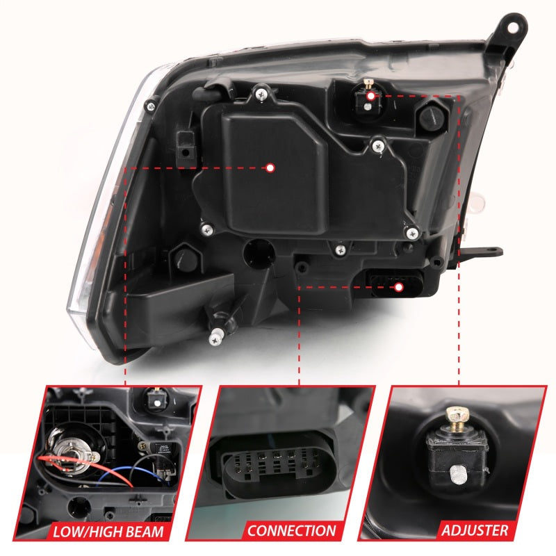 ANZO 2009-2018 Dodge Ram 1500 Projector Plank Style Switchback H.L Halo Black Amber (OE Style) ANZO 2009-2018 Dodge Ram 1500 Projector Plank Style Switchback H.L Halo Black Amber (OE Style)