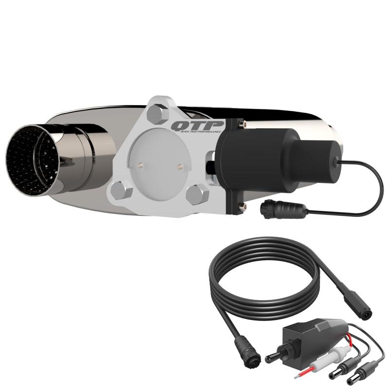 QTP 3in Weld-On 304SS Reverse Screamer Muffler w/Bolt-On QTEC Electric Cutout QTP 3in Weld-On 304SS Reverse Screamer Muffler w/Bolt-On QTEC Electric Cutout