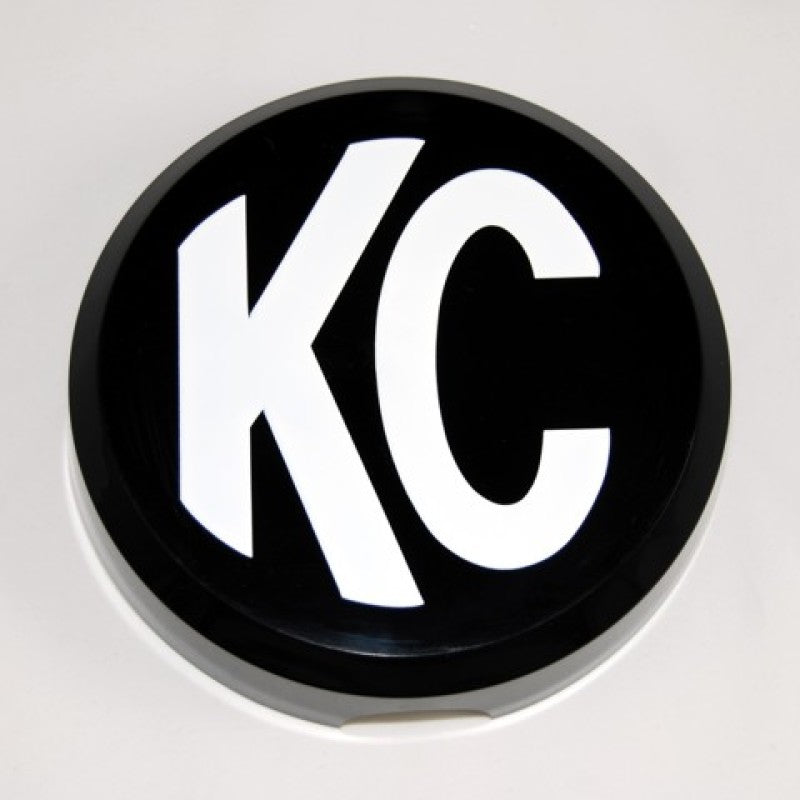 KC HiLiTES 6in. Round Hard Cover for Daylighter/SlimLite/Pro-Sport (Single) - Black w/White KC Logo KC HiLiTES 6in. Round Hard Cover for Daylighter/SlimLite/Pro-Sport (Single) - Black w/White KC Logo