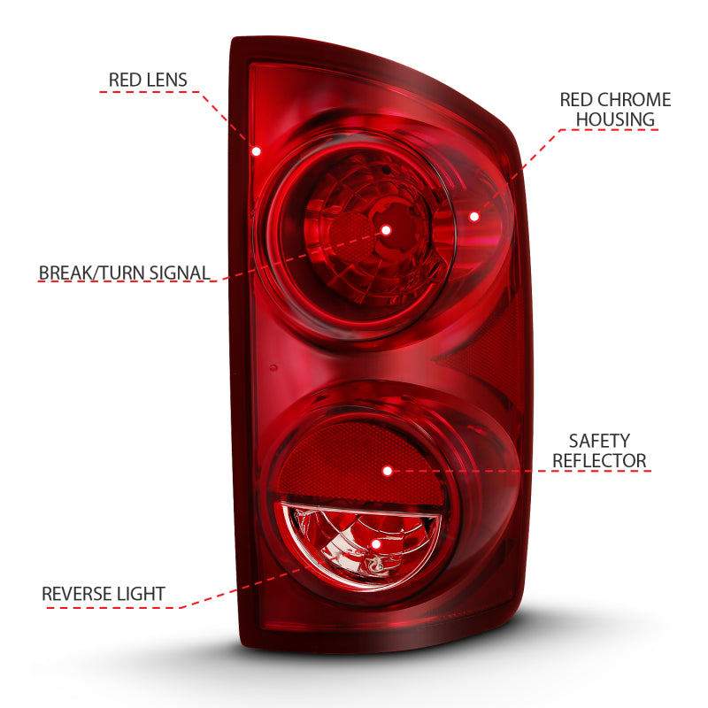 ANZO 2007-2009 Dodge Ram 1500 Tail Light Red Lens (OE) ANZO 2007-2009 Dodge Ram 1500 Tail Light Red Lens (OE)