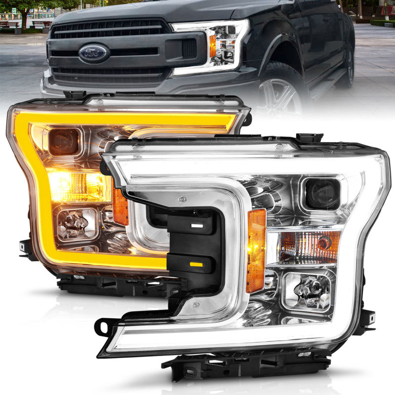 ANZO 2018-2020 Ford F-150 Projector Headlight w/Plank Style Switchback Chrome Housing ANZO 2018-2020 Ford F-150 Projector Headlight w/Plank Style Switchback Chrome Housing