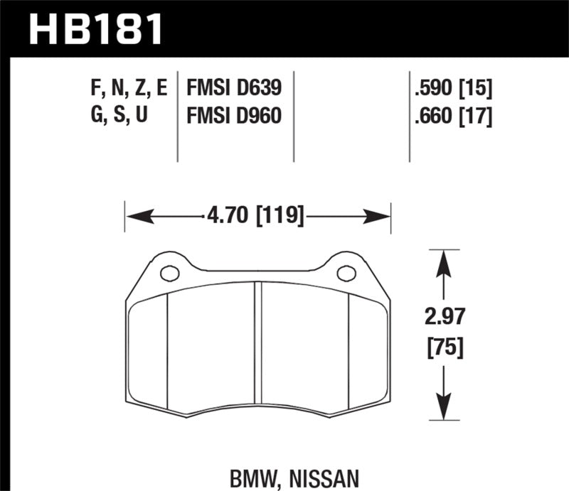 Hawk 94-97 BMW 840CI/850CI HPS Front Street Brake Pads Hawk 94-97 BMW 840CI/850CI HPS Front Street Brake Pads