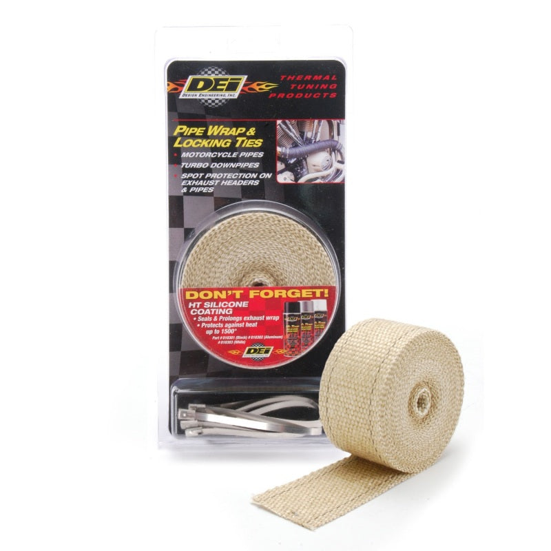 DEI Exhaust Wrap Kit - Pipe Wrap and Locking Tie - Tan DEI Exhaust Wrap Kit - Pipe Wrap and Locking Tie - Tan