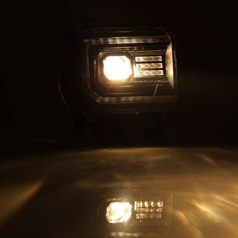 AlphaRex 14-18 GMC Sierra PRO-Series Proj Headlights Plank Style Black w/Activ Light/Seq Signal/DRL AlphaRex 14-18 GMC Sierra PRO-Series Proj Headlights Plank Style Black w/Activ Light/Seq Signal/DRL