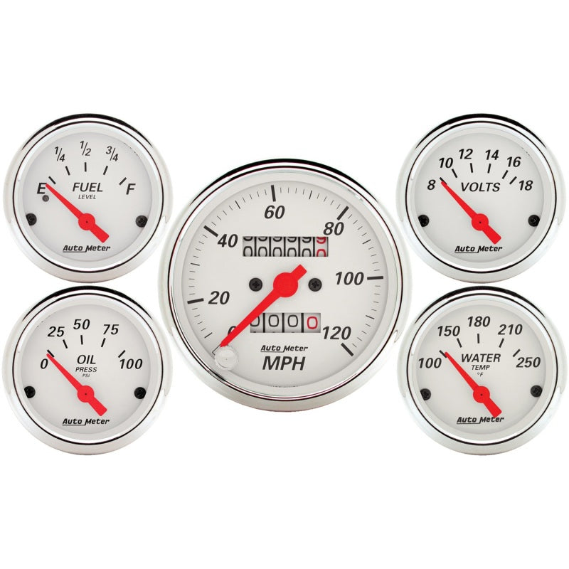 Autometer 5 piece Kit (Mech Speed/Elec Oil Press/Water Temp/Volt/Fuel Level) Autometer 5 piece Kit (Mech Speed/Elec Oil Press/Water Temp/Volt/Fuel Level)