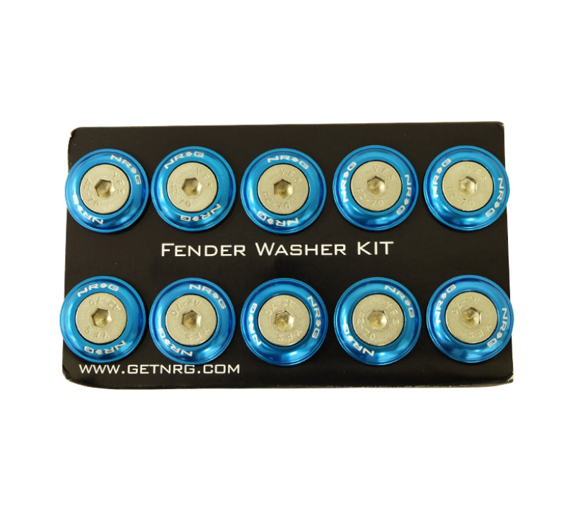 NRG Fender Washer Kit w/Rivets For Plastic (Blue) - Set of 10 NRG Fender Washer Kit w/Rivets For Plastic (Blue) - Set of 10