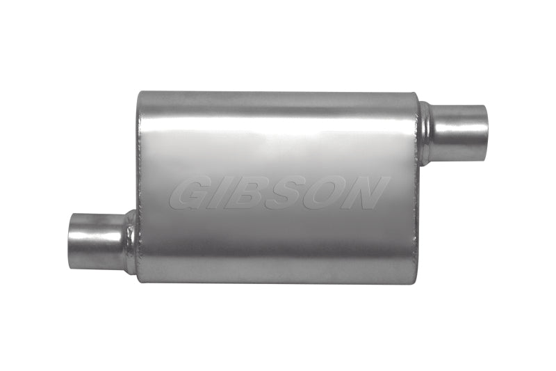 Gibson CFT Superflow Offset/Offset Oval Muffler - 4x9x13in/2.25in Inlet/2.25in Outlet - Stainless Gibson CFT Superflow Offset/Offset Oval Muffler - 4x9x13in/2.25in Inlet/2.25in Outlet - Stainless