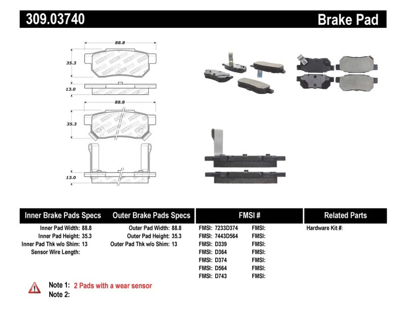 StopTech Performance 90-01 Integra (exc. Type R)/90-93 Civic EX Coupe w rear disc & abs/99-00 Civic StopTech Performance 90-01 Integra (exc. Type R)/90-93 Civic EX Coupe w rear disc & abs/99-00 Civic
