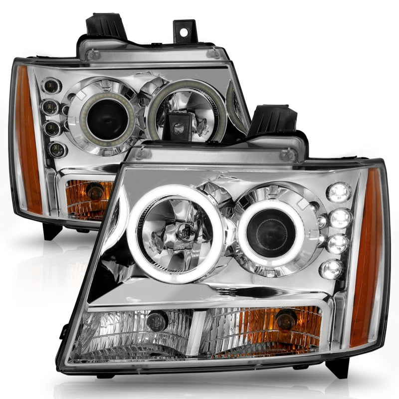 ANZO 2007-2013 Chevrolet Avalanche Projector Headlights w/ Halo Chrome ANZO 2007-2013 Chevrolet Avalanche Projector Headlights w/ Halo Chrome