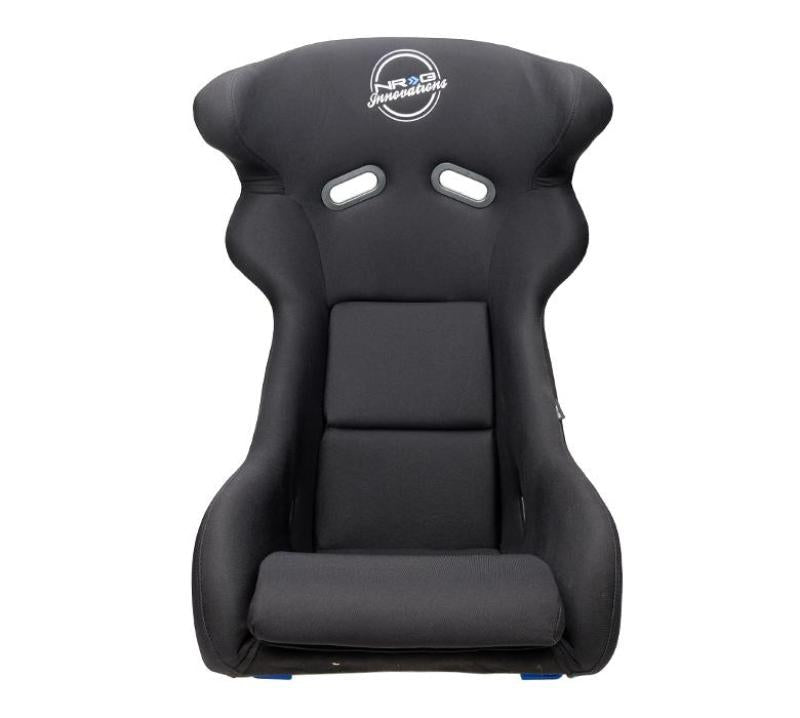 NRG FRP Bucket Seat - White Finish with Arrow Embroidery And Blue Side Mount Bracket NRG FRP Bucket Seat - White Finish with Arrow Embroidery And Blue Side Mount Bracket