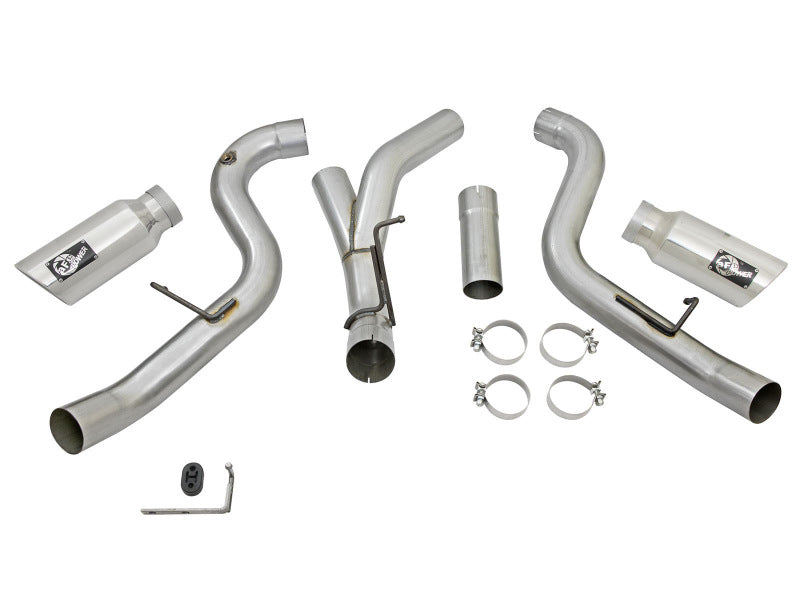 aFe LARGE Bore HD 4in Dual DPF-Back SS Exhaust w/Polished Tip 16-17 GM Diesel Truck V8-6.6L (td) LML aFe LARGE Bore HD 4in Dual DPF-Back SS Exhaust w/Polished Tip 16-17 GM Diesel Truck V8-6.6L (td) LML